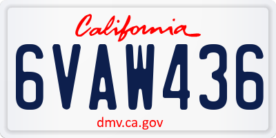 CA license plate 6VAW436