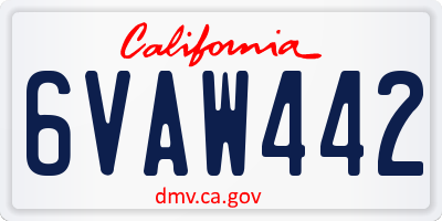 CA license plate 6VAW442