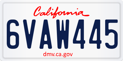 CA license plate 6VAW445
