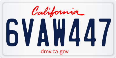 CA license plate 6VAW447