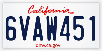CA license plate 6VAW451
