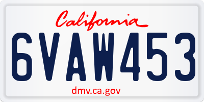 CA license plate 6VAW453