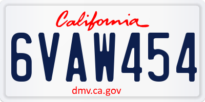 CA license plate 6VAW454