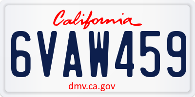 CA license plate 6VAW459
