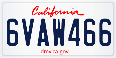 CA license plate 6VAW466