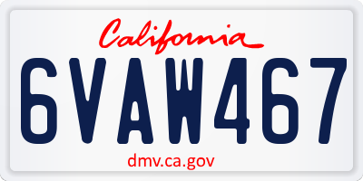 CA license plate 6VAW467