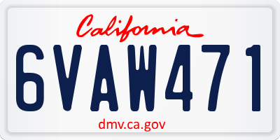 CA license plate 6VAW471