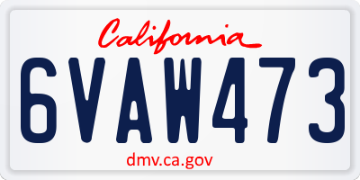 CA license plate 6VAW473