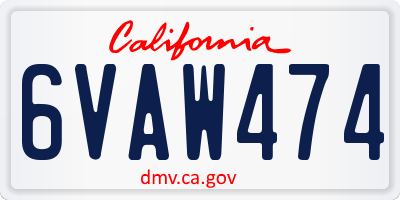 CA license plate 6VAW474