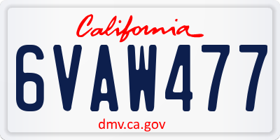CA license plate 6VAW477