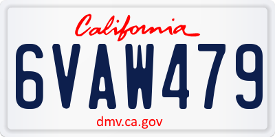 CA license plate 6VAW479