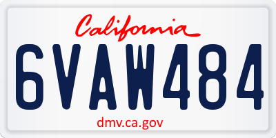 CA license plate 6VAW484