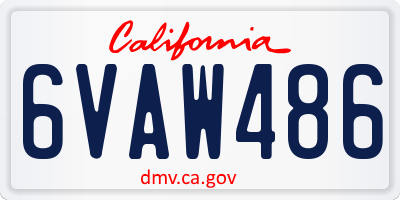 CA license plate 6VAW486