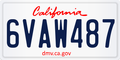 CA license plate 6VAW487