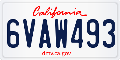 CA license plate 6VAW493