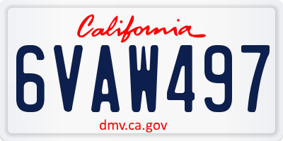 CA license plate 6VAW497