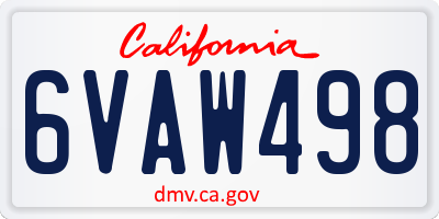 CA license plate 6VAW498