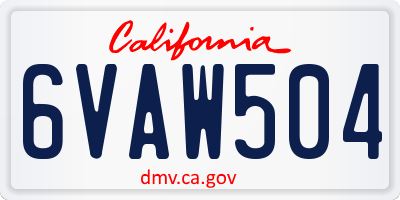 CA license plate 6VAW504