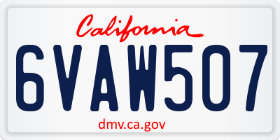 CA license plate 6VAW507