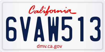 CA license plate 6VAW513