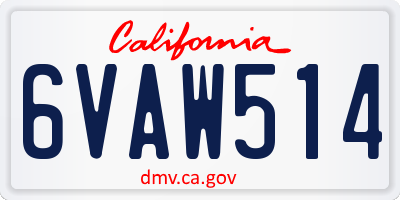 CA license plate 6VAW514