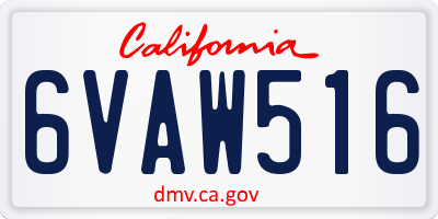 CA license plate 6VAW516