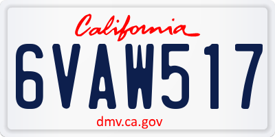 CA license plate 6VAW517