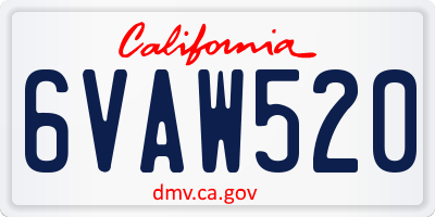 CA license plate 6VAW520