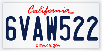 CA license plate 6VAW522
