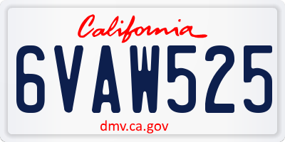 CA license plate 6VAW525
