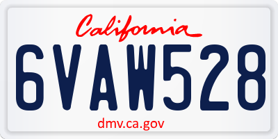 CA license plate 6VAW528
