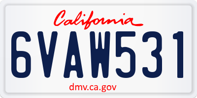 CA license plate 6VAW531