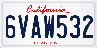 CA license plate 6VAW532