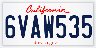 CA license plate 6VAW535