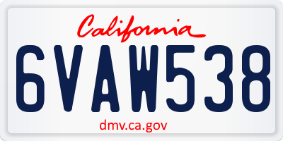 CA license plate 6VAW538