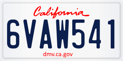 CA license plate 6VAW541