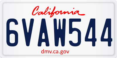 CA license plate 6VAW544