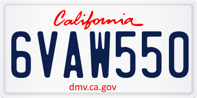 CA license plate 6VAW550