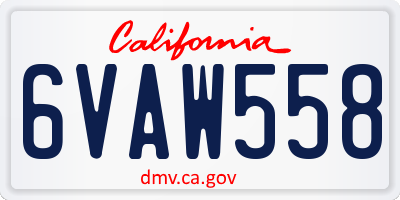 CA license plate 6VAW558