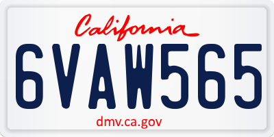 CA license plate 6VAW565