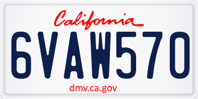 CA license plate 6VAW570