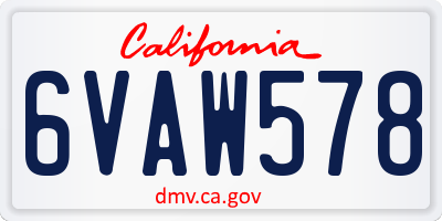 CA license plate 6VAW578