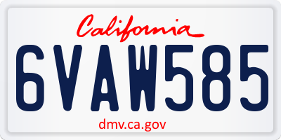 CA license plate 6VAW585