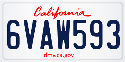 CA license plate 6VAW593