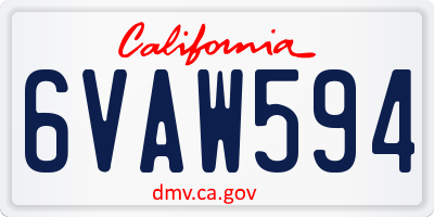 CA license plate 6VAW594