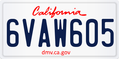 CA license plate 6VAW605
