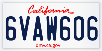 CA license plate 6VAW606