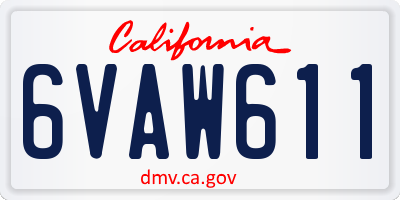 CA license plate 6VAW611