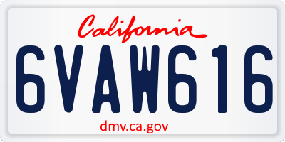 CA license plate 6VAW616