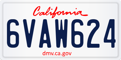 CA license plate 6VAW624